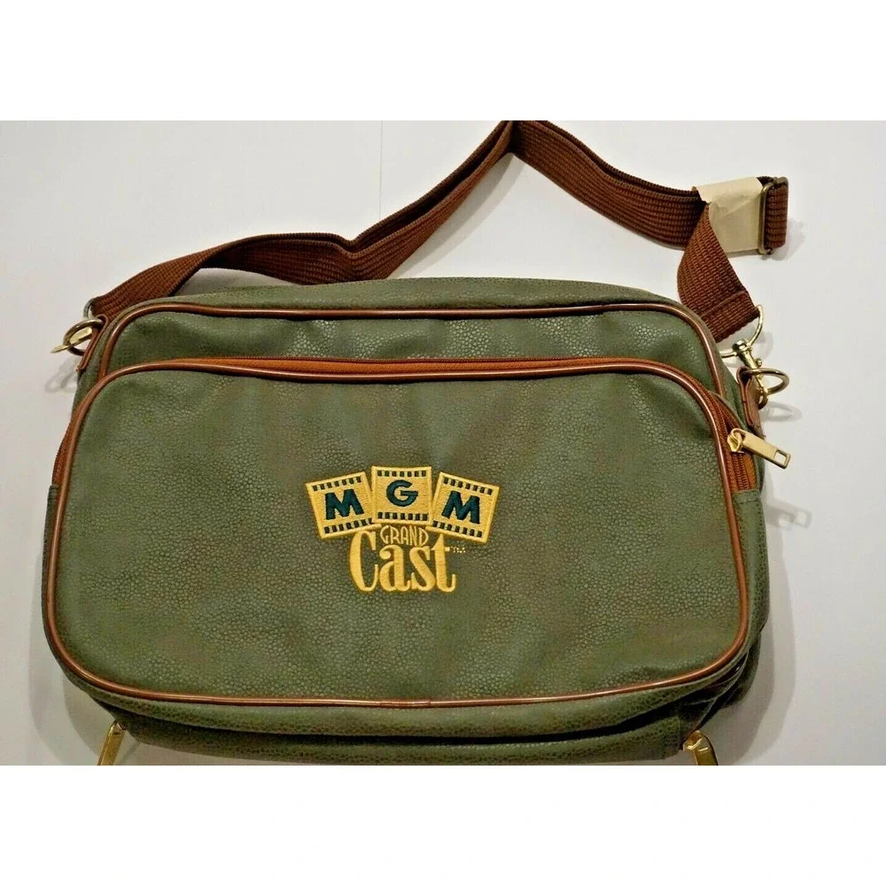 MGM Grand Cast Casino Satchel Green Sueded Carry On Weekender Travel Bag Tote